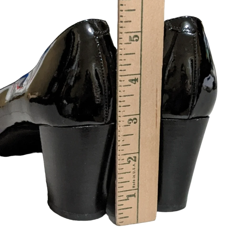 Luca Grossi black patent leather lug rubber platform heel loafer pump 40…
